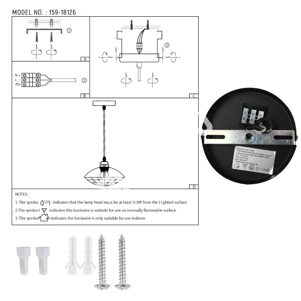 FIRMATO E27 Large черный D250, 159-18127 16