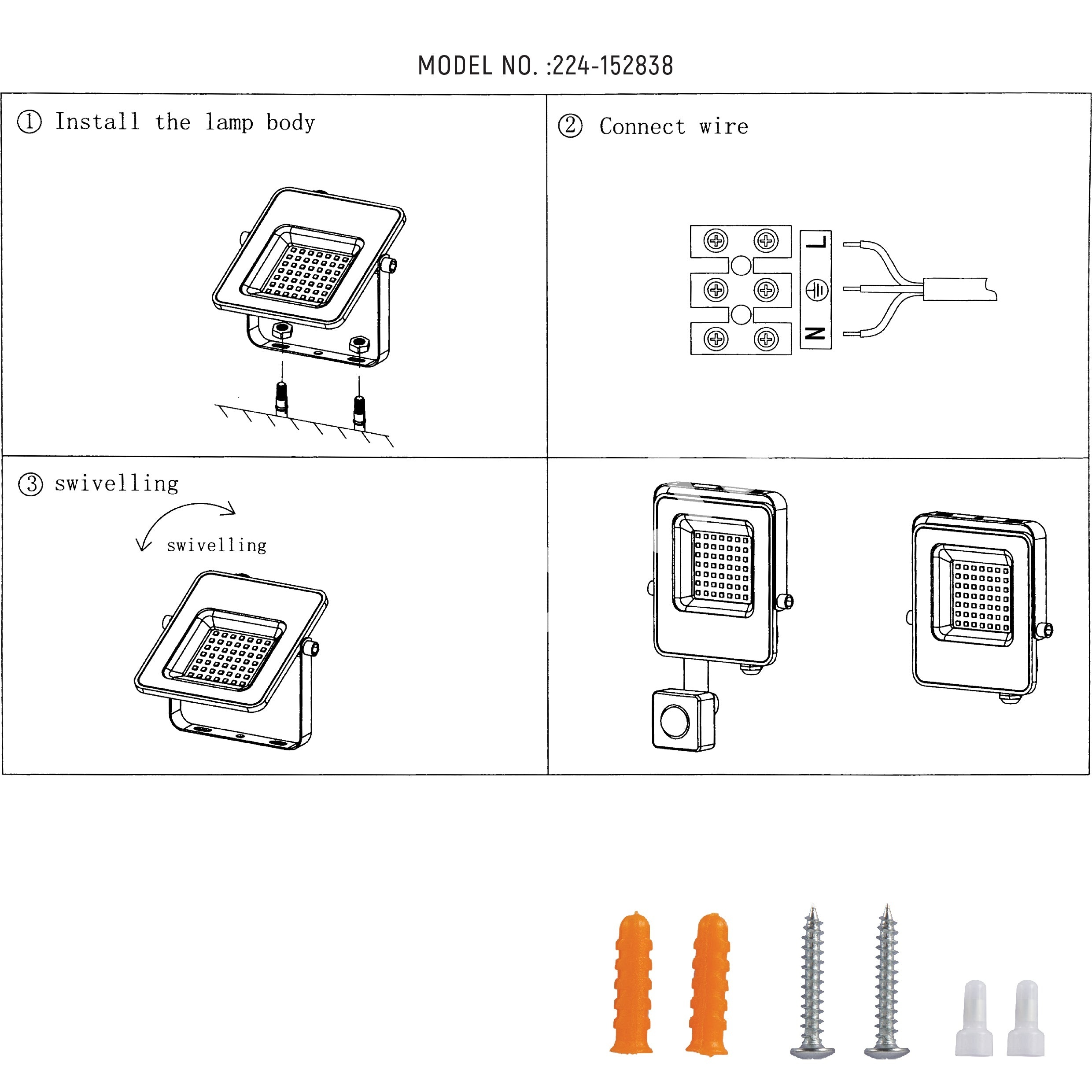 Прожектор LED DOB 50 Вт RGB черный IP65, 224-152838 8