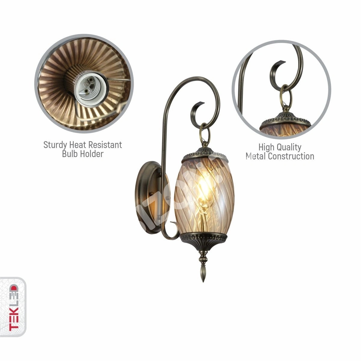 Бра Amber стекло антик бронзовый металл Body Moroccan Style Бра с E27 Fitting, 151-19454 3