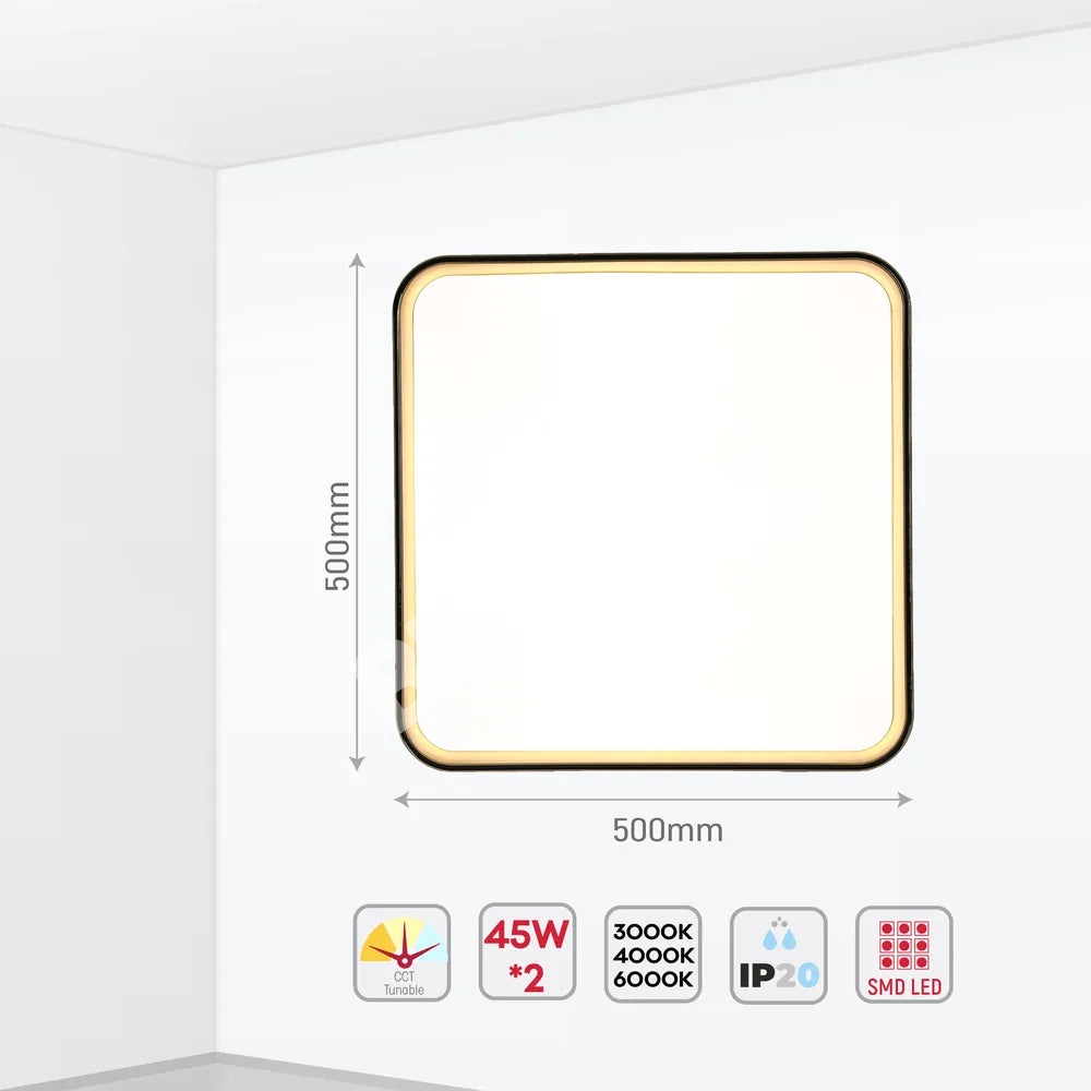 Светильник LED потолоч квадрат Светильник BGS500 36Wx2 черный золотой, 165-16008 5