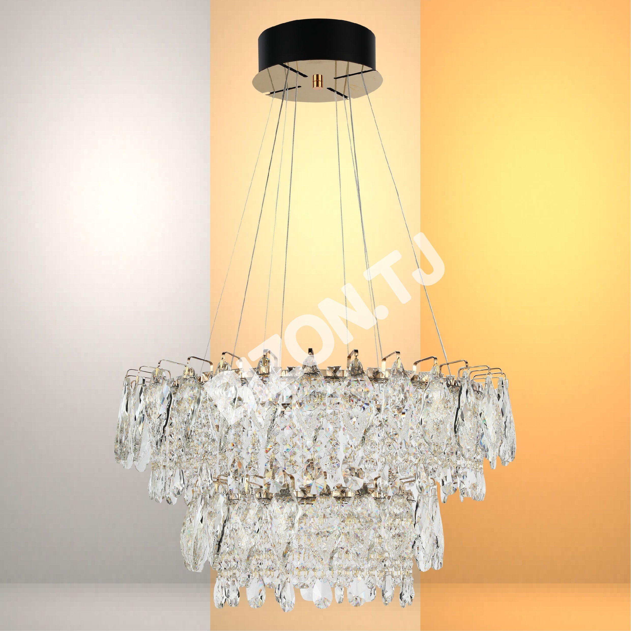 Люстра Crystal золотой Q8993 85 Вт+40 Вт D800+D500мм 3, 159-18352 11