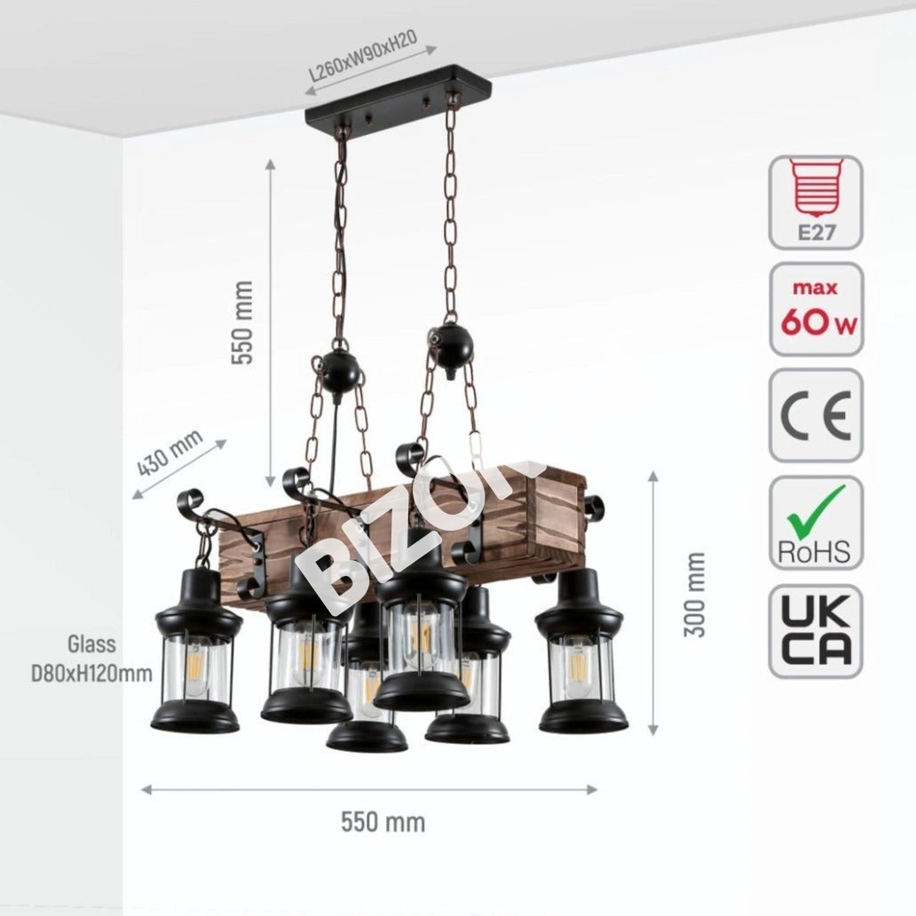 Люстра Old дерево Guitar 6 Lamps island потолочный Chandelier светильник с E27, 158-17872 17