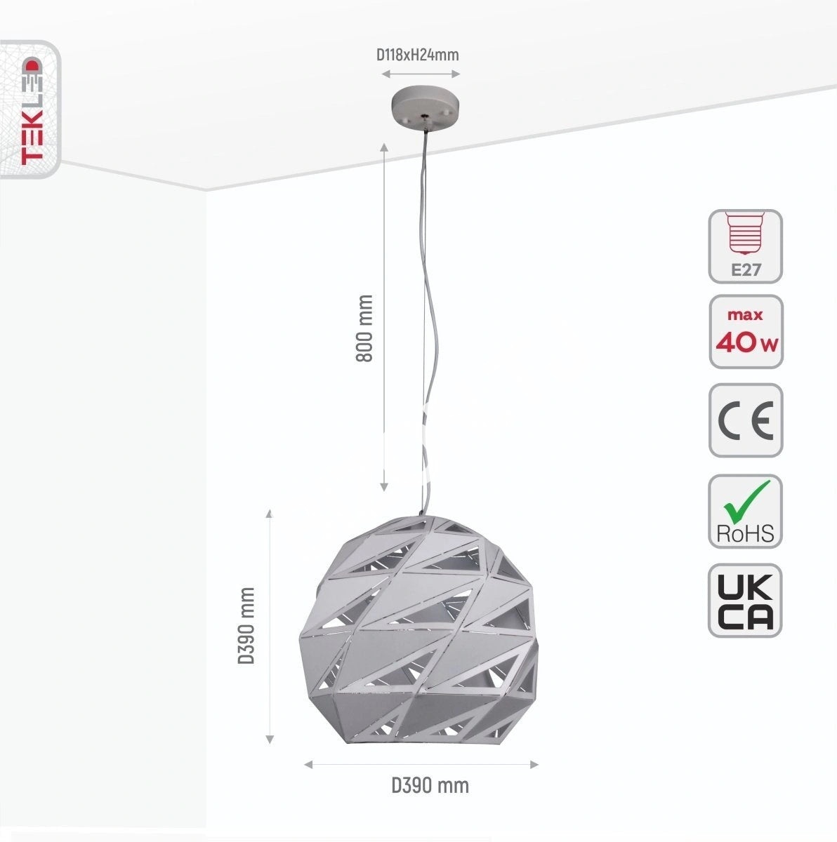 Светильник белый металл Laser Cut Globe подвесной потолочный светильник Jumbo с E27, 150-18272 13