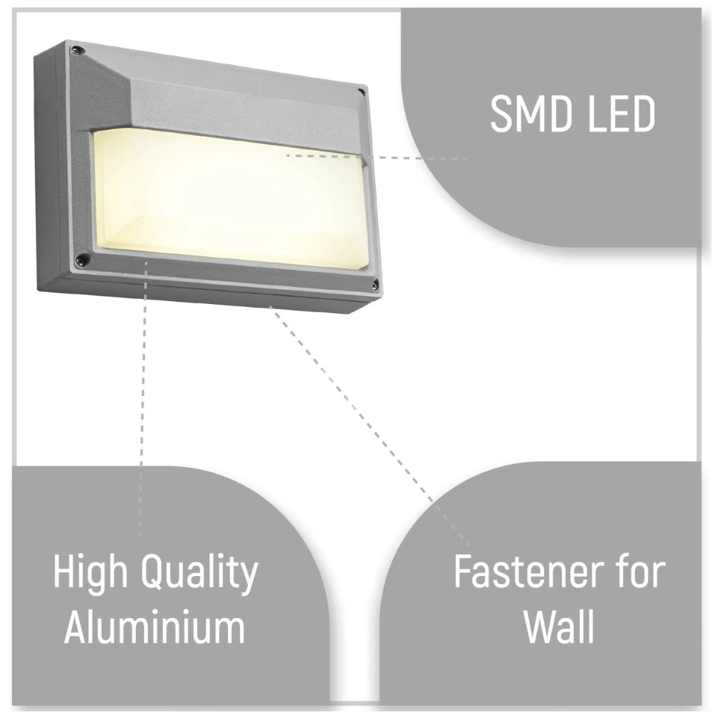 LED Rectangle Half настенный Lamp20 Вт 4000 К DONEGreyIP54, 182-03359 4