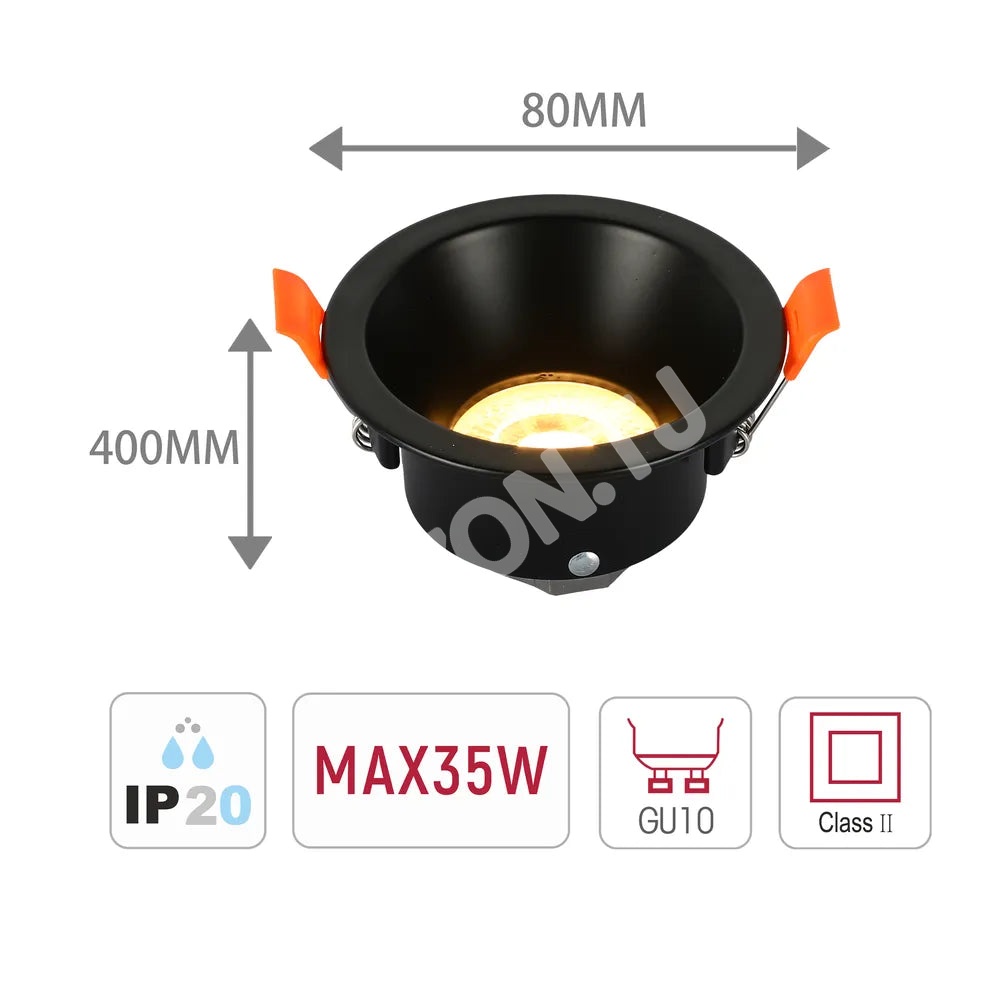 Светильник Extra Low UGR Fixed Aluminium даунлайт T-101 IP20 GU10 черный круглый, 143-03996 5