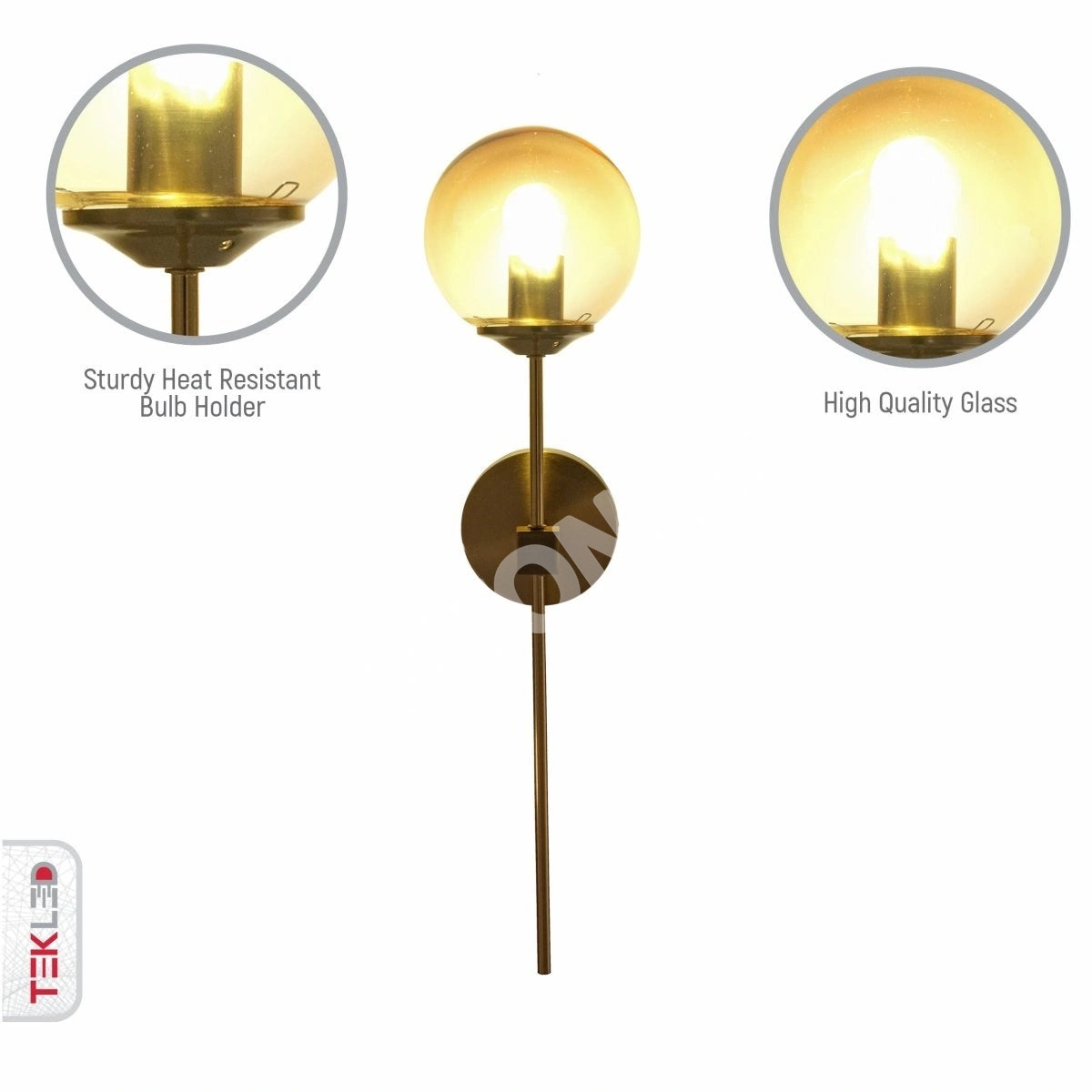 Бра Amber стекло золотой металл настенный светильник L с E27 Fitting, 151-19728 3