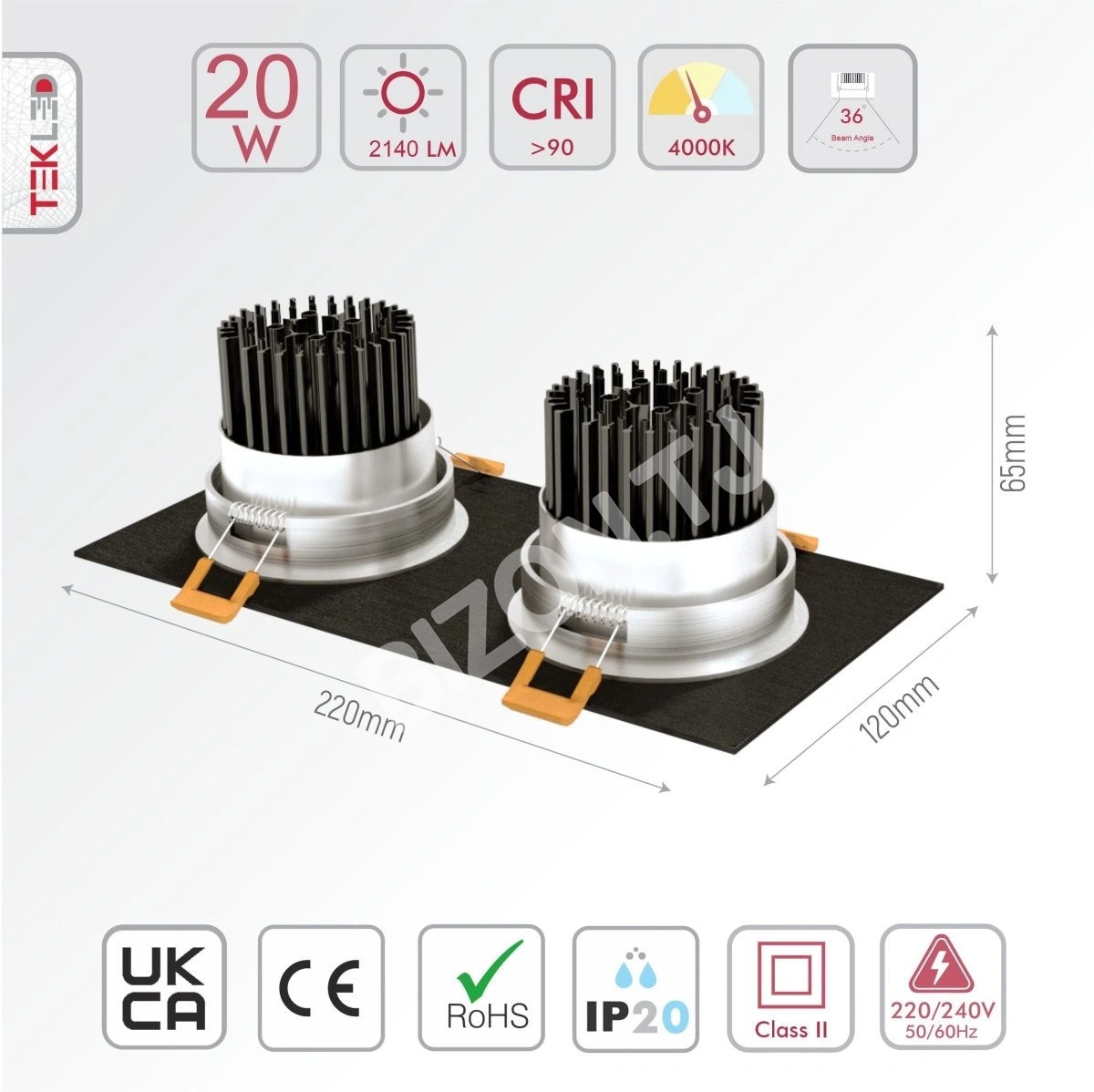 Светильник LED OC003B 2×5 Вт 3000 К черный UK IP20 3, 165-0332791 12
