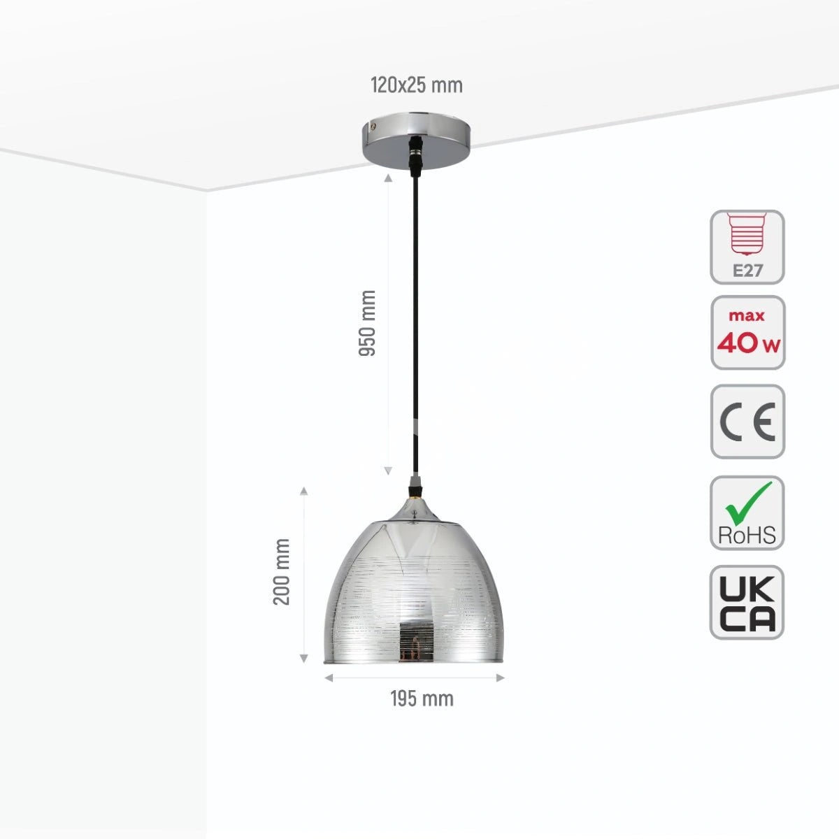 Светильник золотой стекло Dome подвесной потолочный светильник с E27 Fitting, 150-18013 3