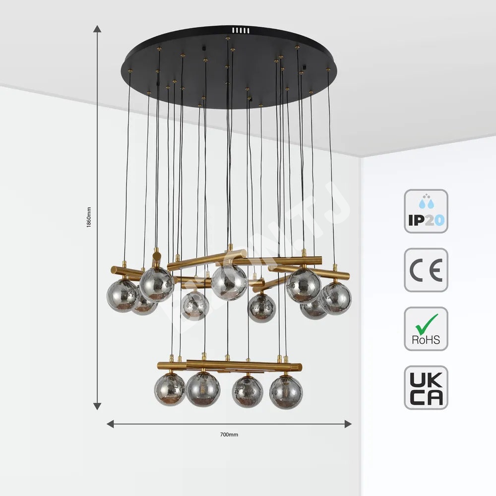 Люстра LED Люстра 67028-13 Smoke 13xG9+LED 3000 К, 159-18318 5