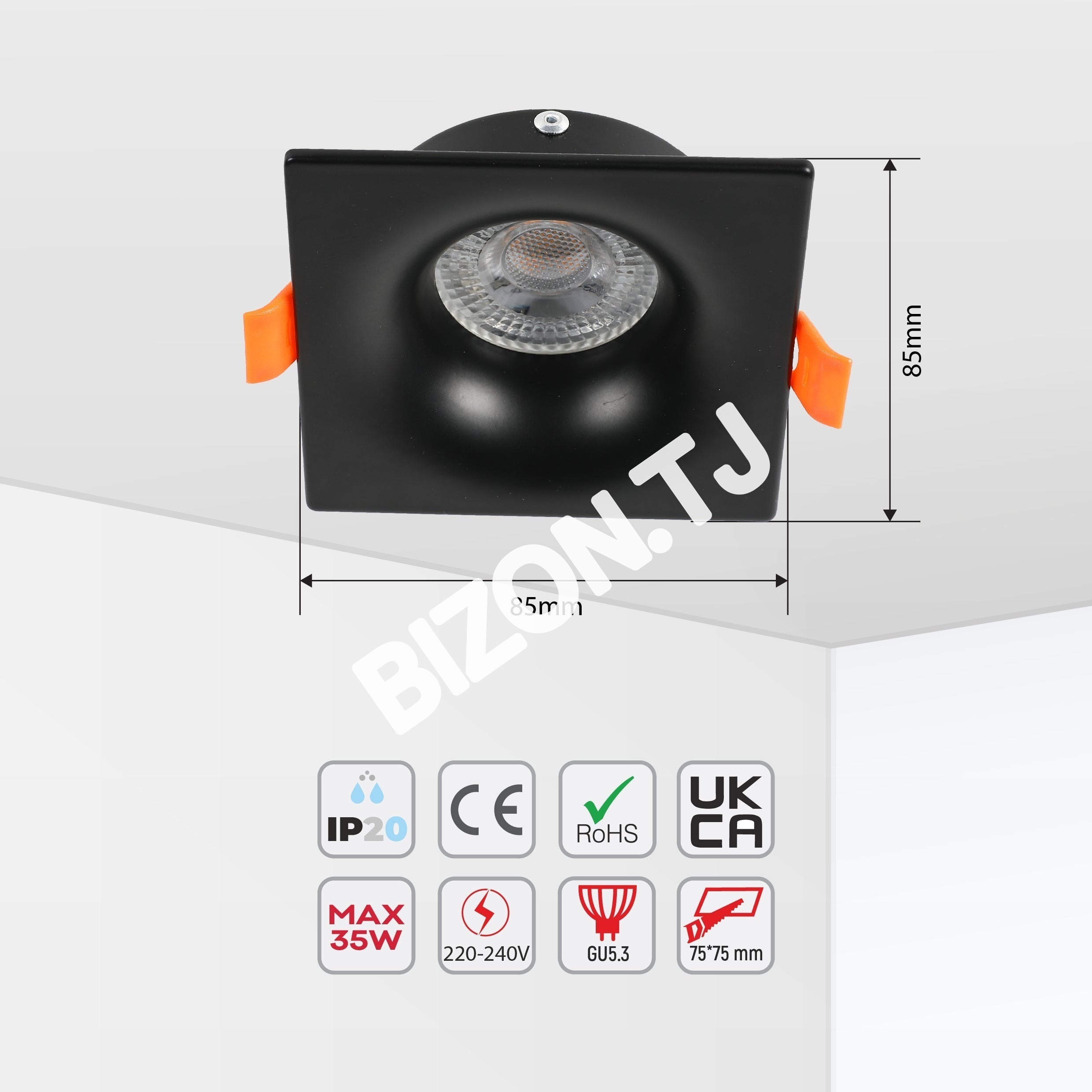 Светильник Low UGR Fixed Aluminium даунлайт GU5.3 WH квадратный IP20, 143-03528 25