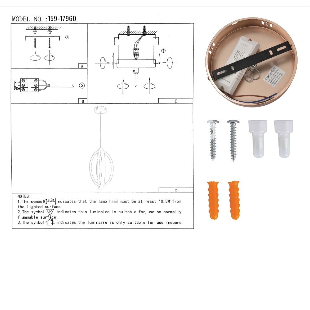 Люстра LED 40 Вт DIMM золотой 580×380×1000, 159-17960 6