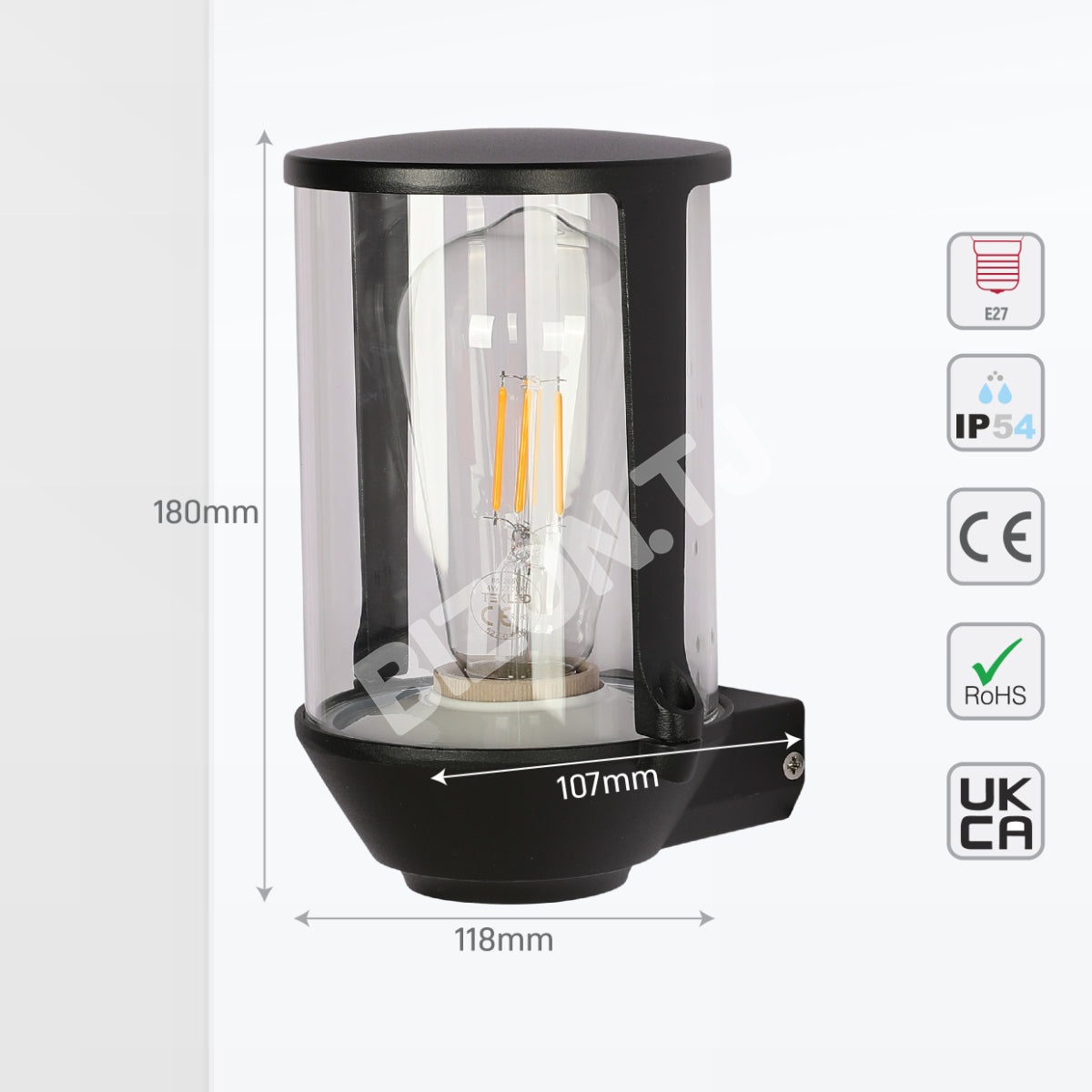 Lux классический уличный настенный светильник MDM600 E27 черный, 182-03423 4