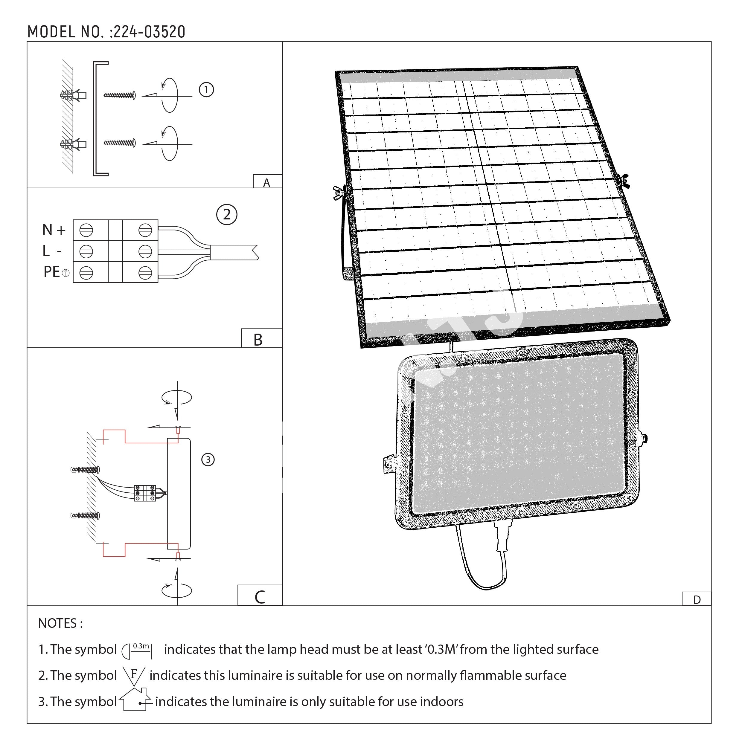 Светильник Solar светильник AG-SW3-1600 черный 6000 К 1600 лм, 224-03518 24