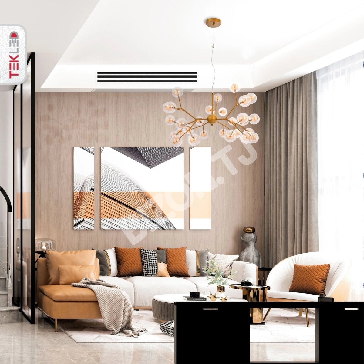 Светильник Neuron модель золотой and Amber Chandelier потолочный светильник с 27xG4s, 158-19616 7