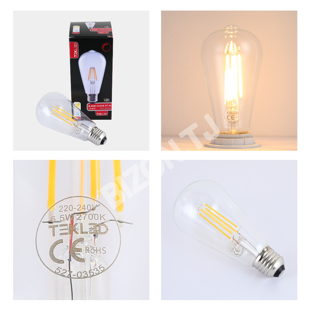 LampLEDST64 6, 5 Вт E27 CLEAR 806 лм 2700 К 85-265, 527-03408 10