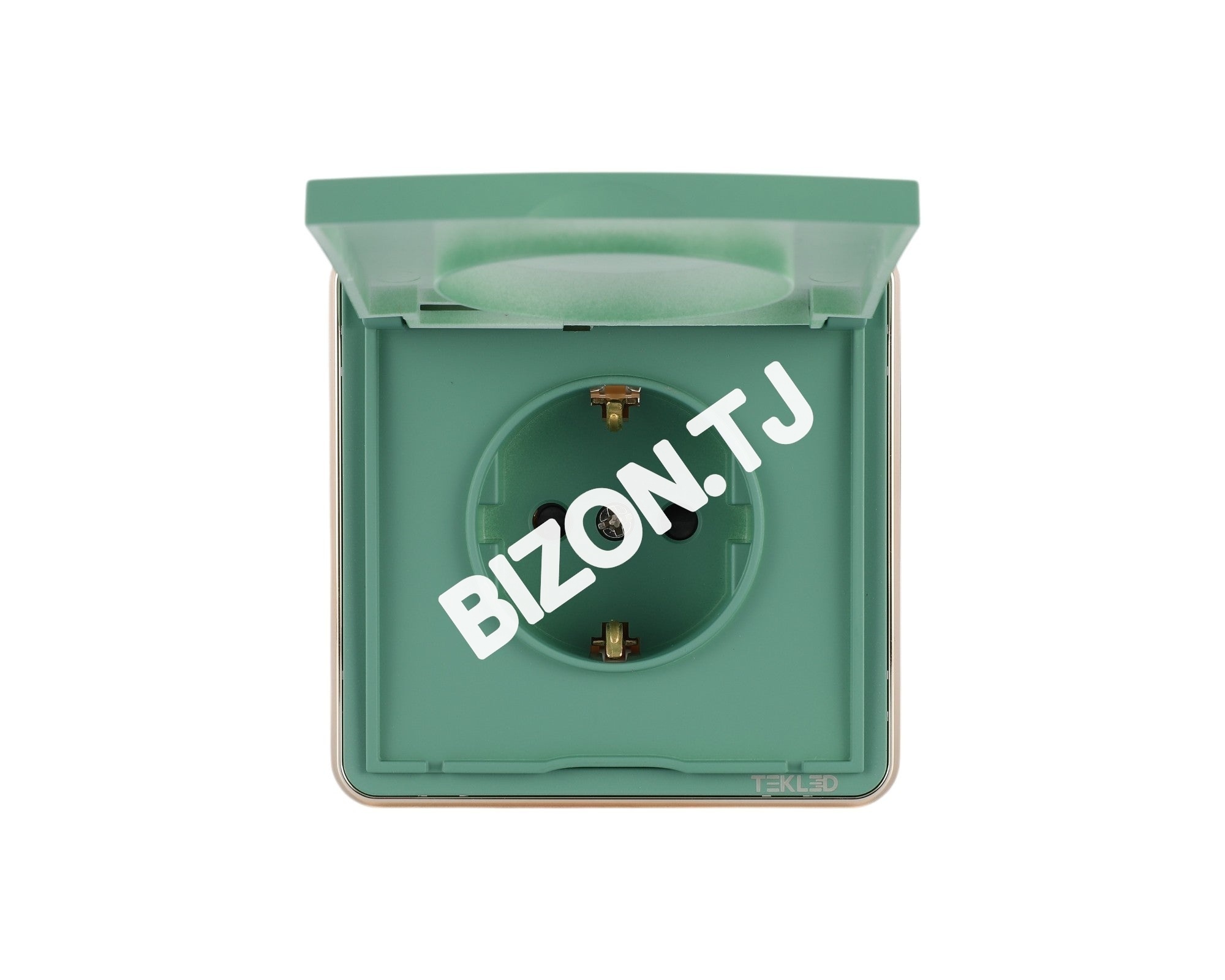 Розетка с крышкой, с / з, с / у, Бирюза, серия SAKURA, 100 / 10, 282-03566 3