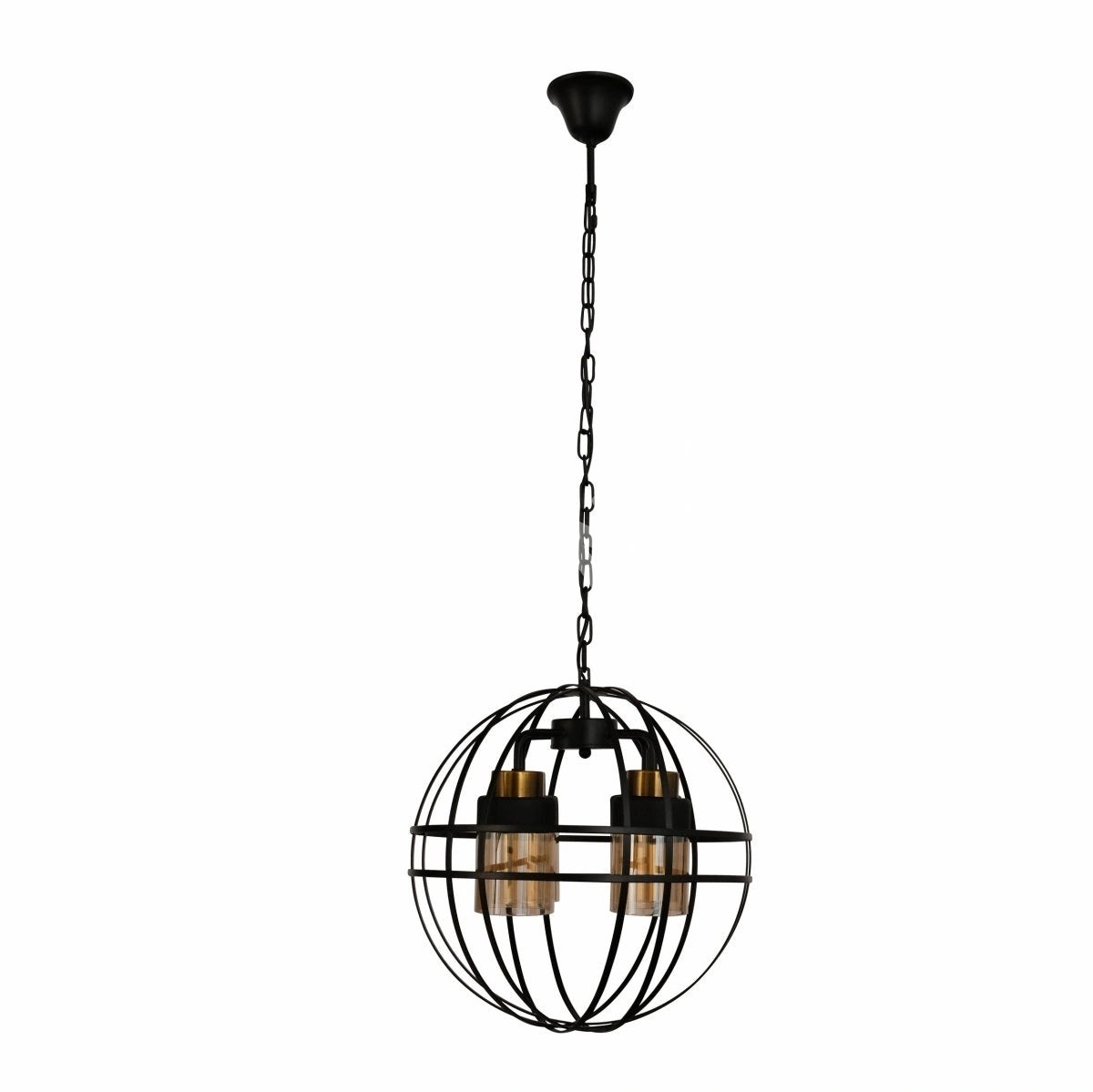 Люстра Amber Cylinder стекло черный Cage металл потолочный Chandelier светильник с 4xE27, 158-19572