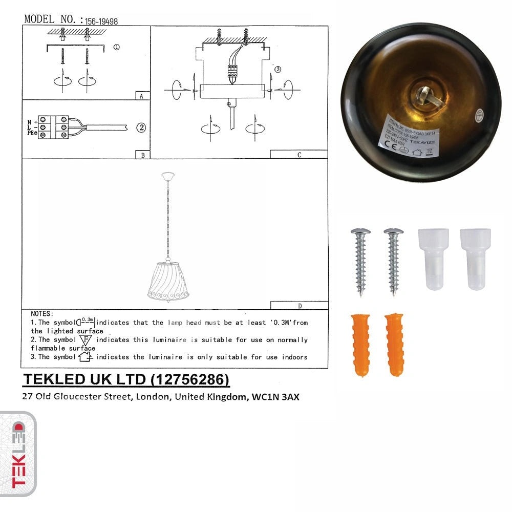 Люстра Chandelier 8535-3*E14 GAB 1, 156-19498 8