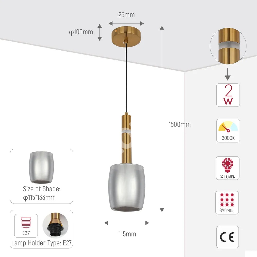 Люстра 66898-1A Smoke 1xE27+LED 3000 К, 159-18310 5