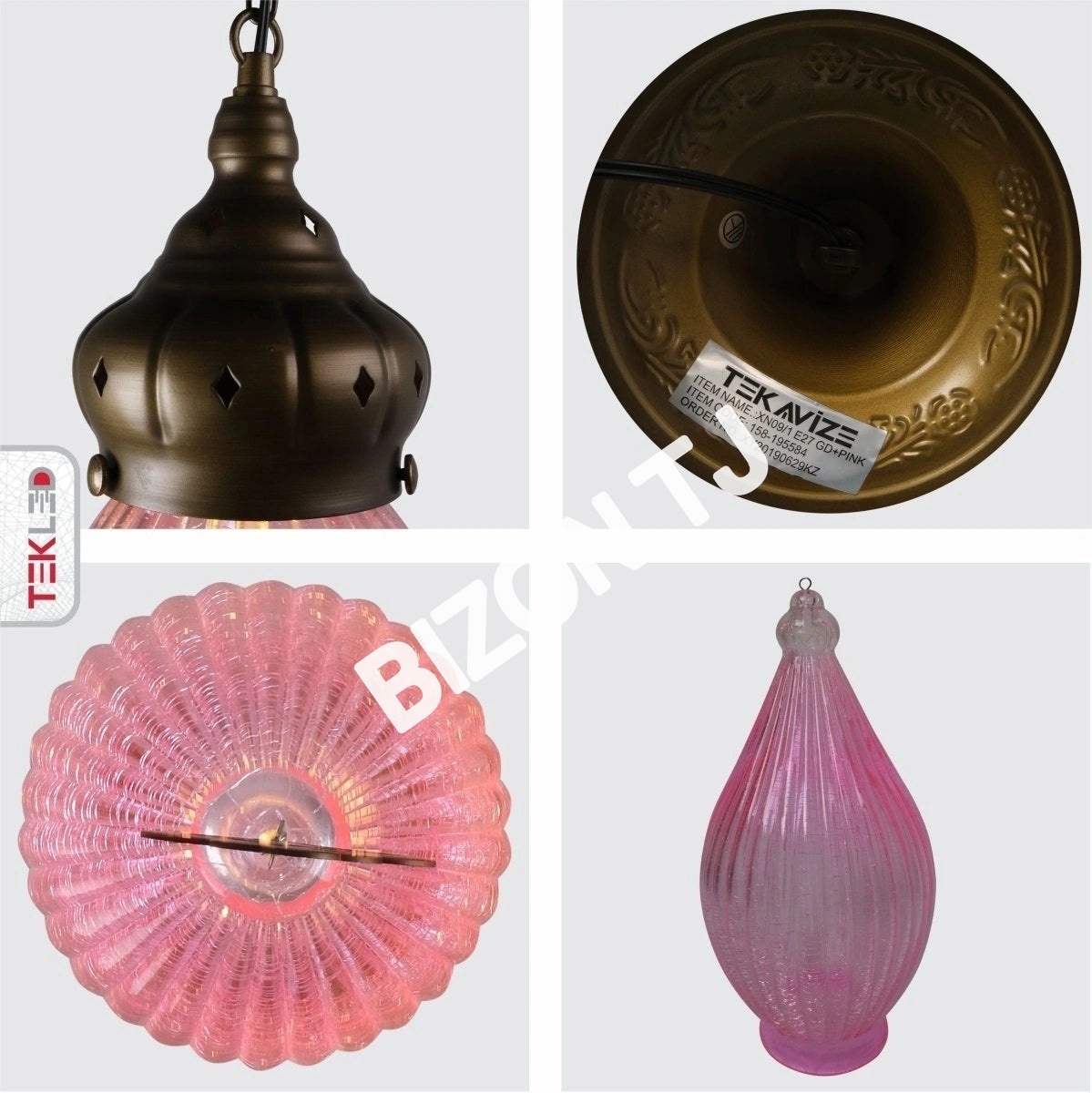 Светильник Moroccan Style антик латунь and красный стекло подвесной потолочный светильник E27, 158-19558 18