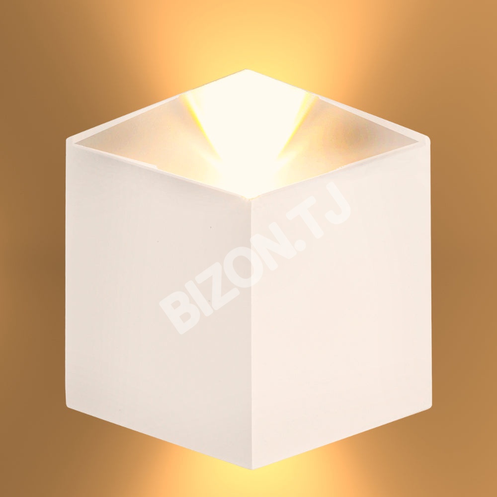 Белый Cuboid Up Down уличный современный LED настенный светильник, 182-03384