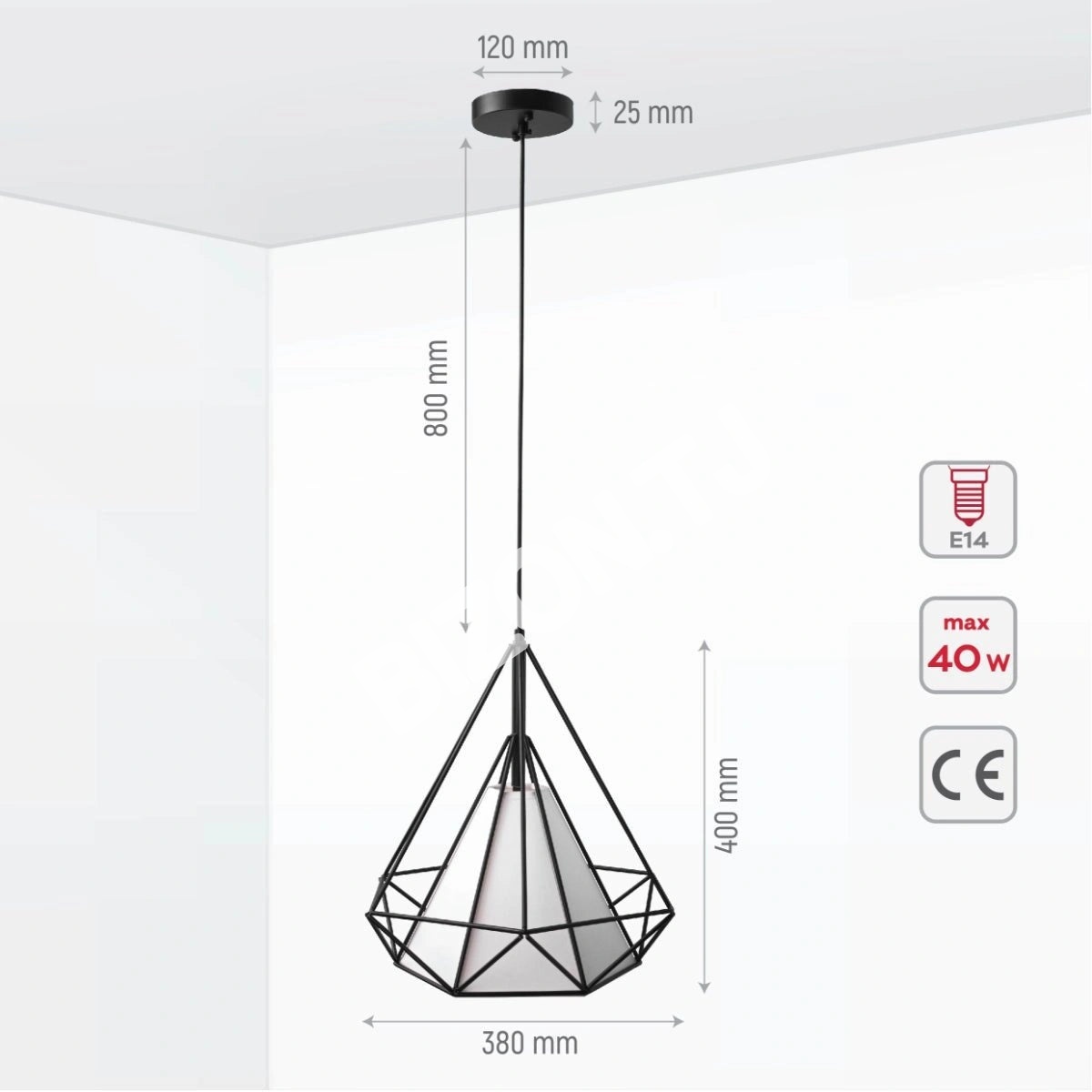 Светильник черный Wire опал Shade Caged Funnel подвесной потолочный светильник 162-1BK с E27, 150-17746 3