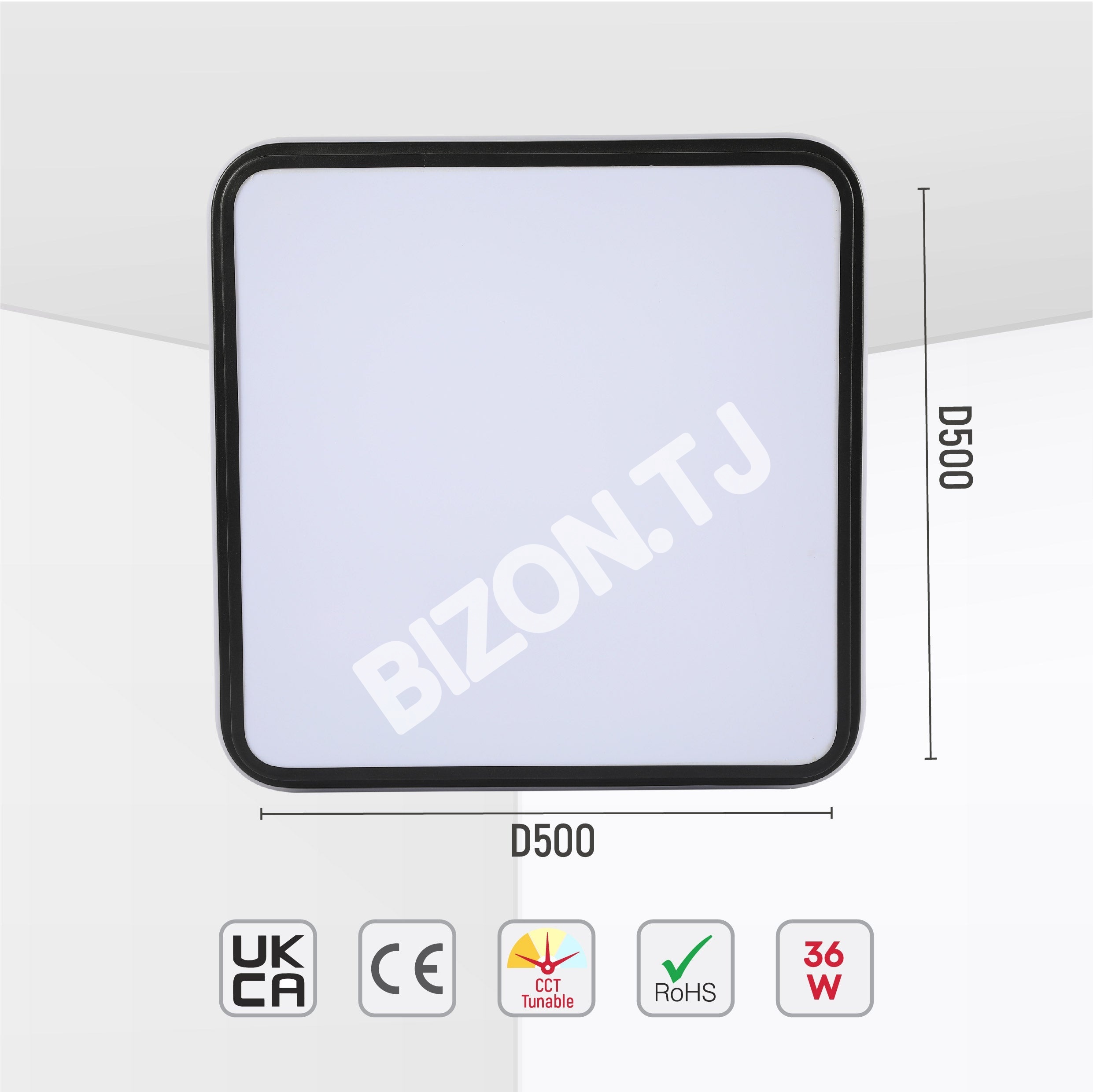 LED круглый 36 Вт черный белый D500 3CCT, 154-17342 11