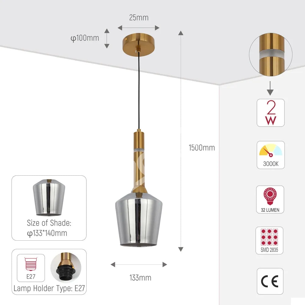 Люстра 66967-1A Smoke 1xE27+LED 3000 К, 159-18298 5