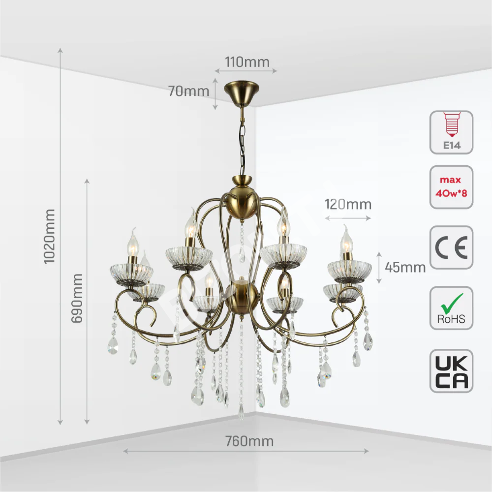 Люстра 8609-8 8xE14 IVORY, 159-17970 22