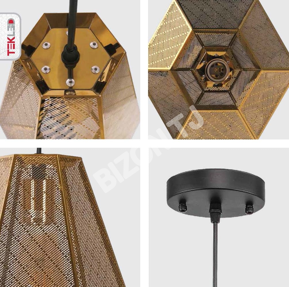 Светильник золотой металл Polyhedral подвесной потолочный светильник Large с E27, 150-18122 9