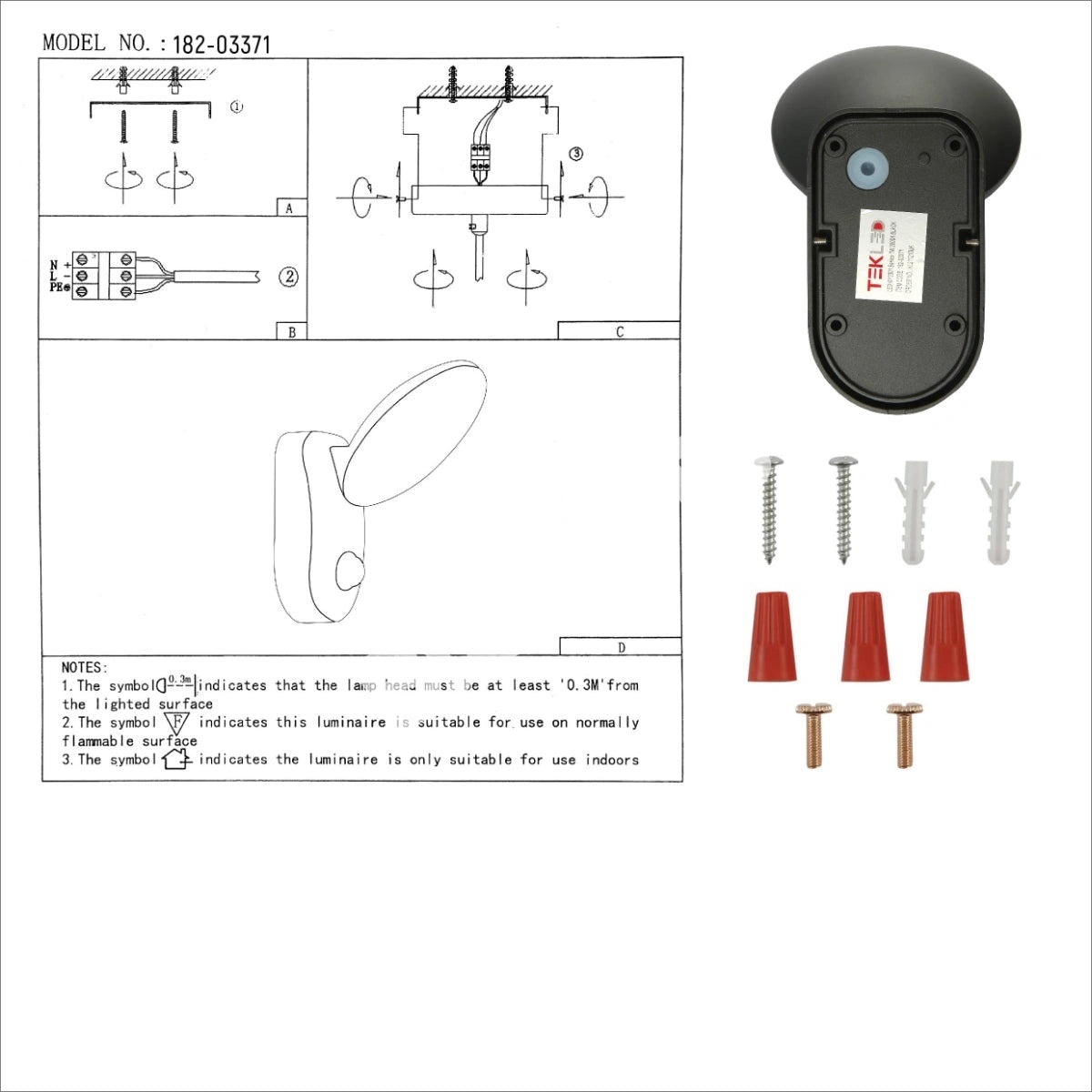Светильник LED WY3020 2×1 Вт датчик 4000 К черный UK, 182-03373 13