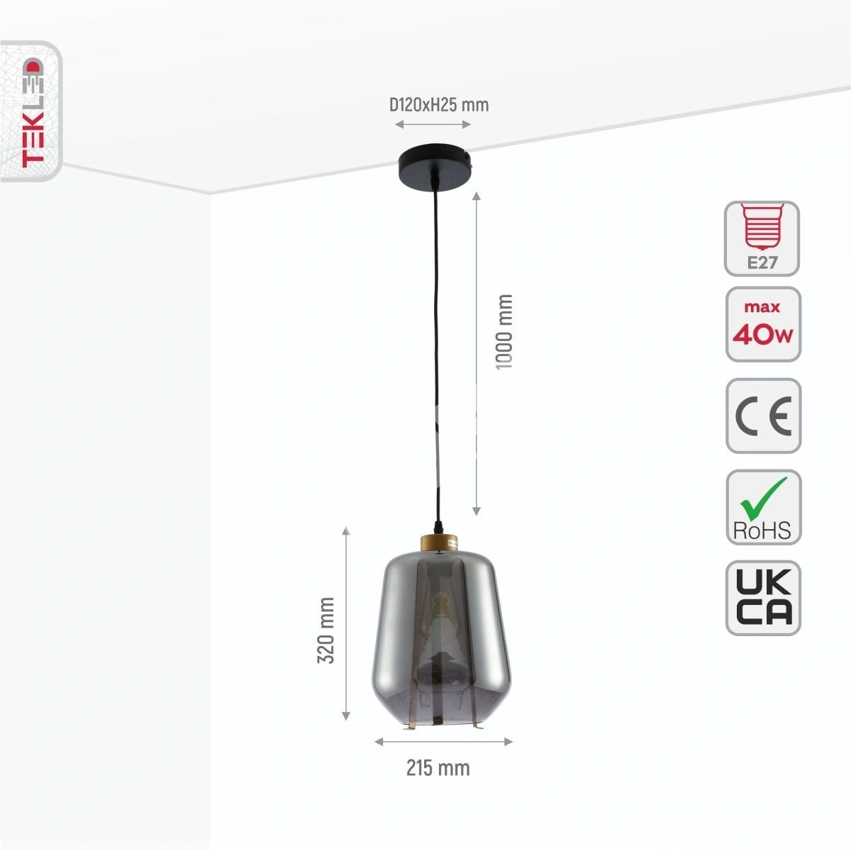 Люстра LANTERNA SMOKE 40 Вт 1xE27 220×3001, 159-17350 4