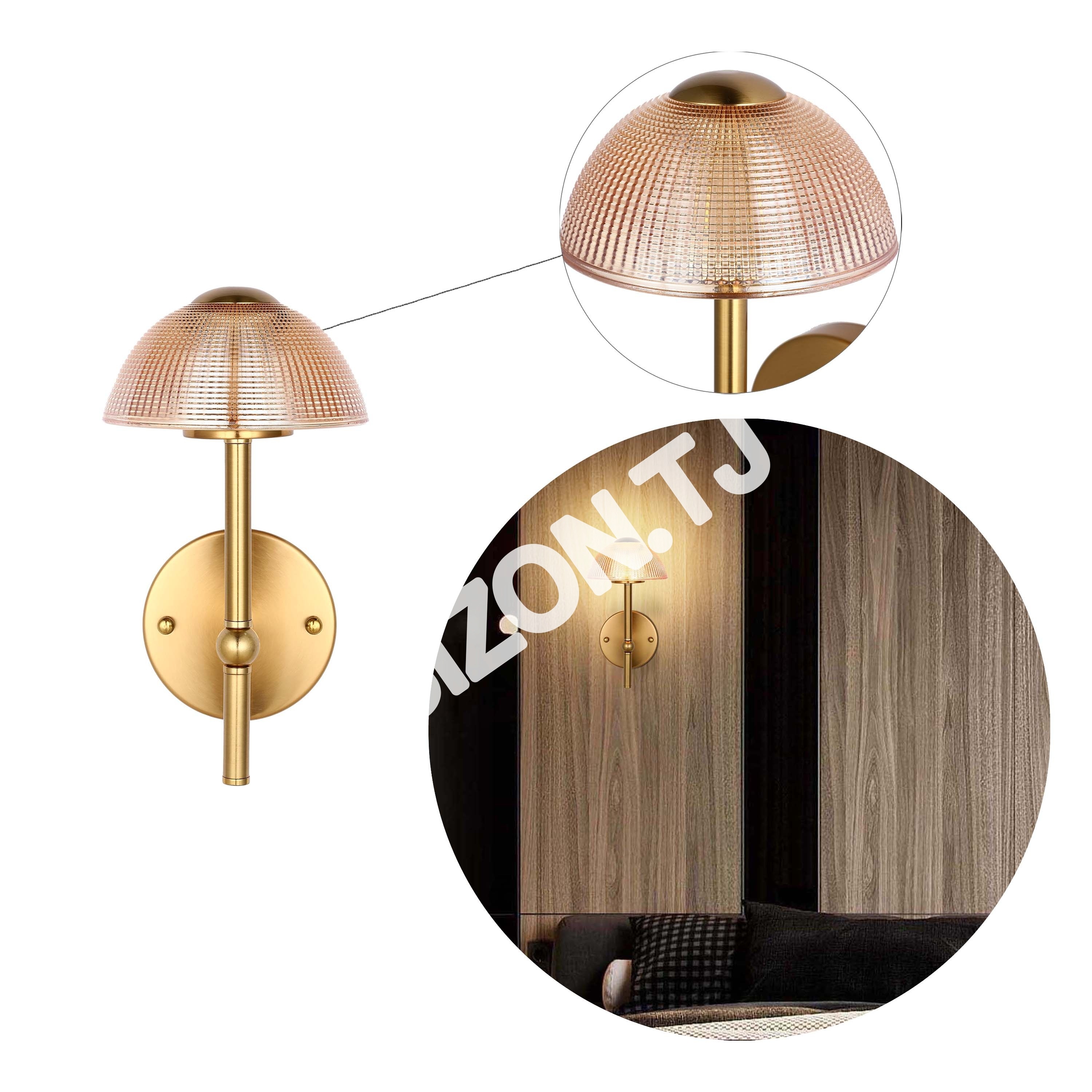 Бронзовый LED настенный светильник 6565-A Amber стекло 5 Вт 3CCT, 151-20118 5