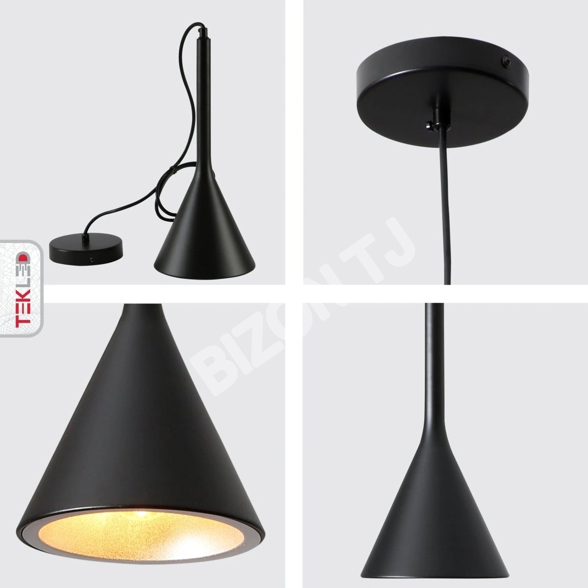 Черный Funnel Nordic современный металл потолочный подвесной светильник с E27 Fitting, 150-18394 6