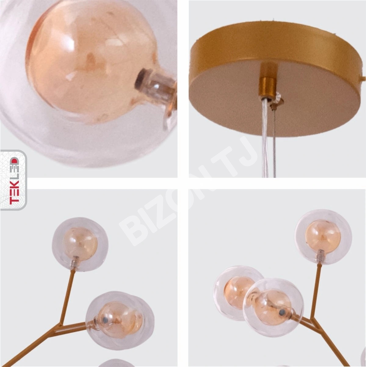 Светильник Neuron модель золотой and Amber Chandelier потолочный светильник с 27xG4s, 158-19616 4