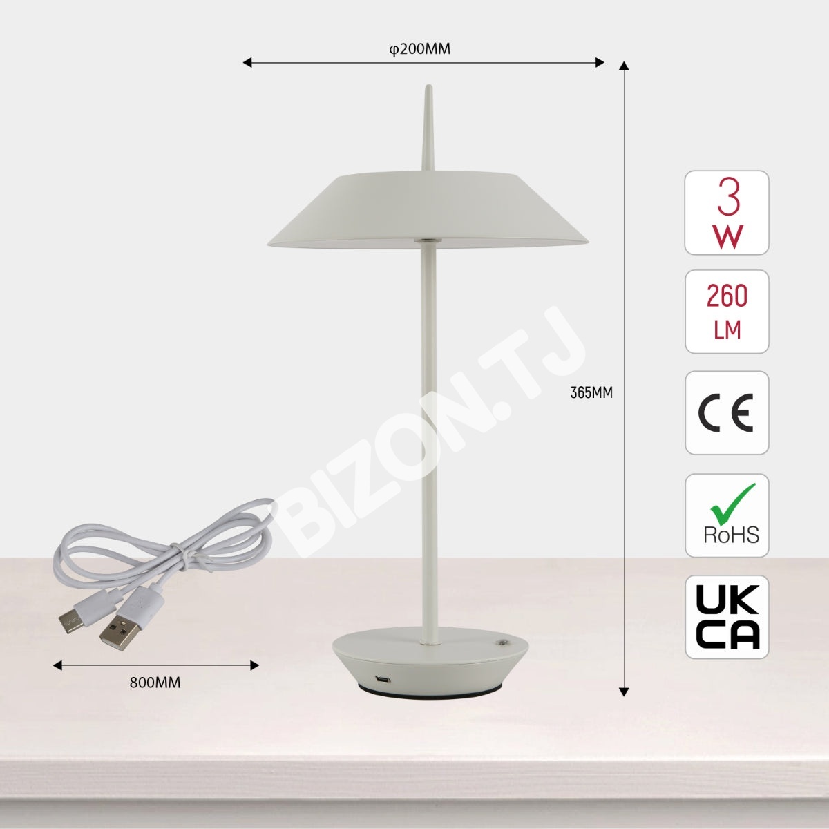 Светильник настольный SCANDINAVIAN 08 LED металл D200H365 белый, 130-03690 4