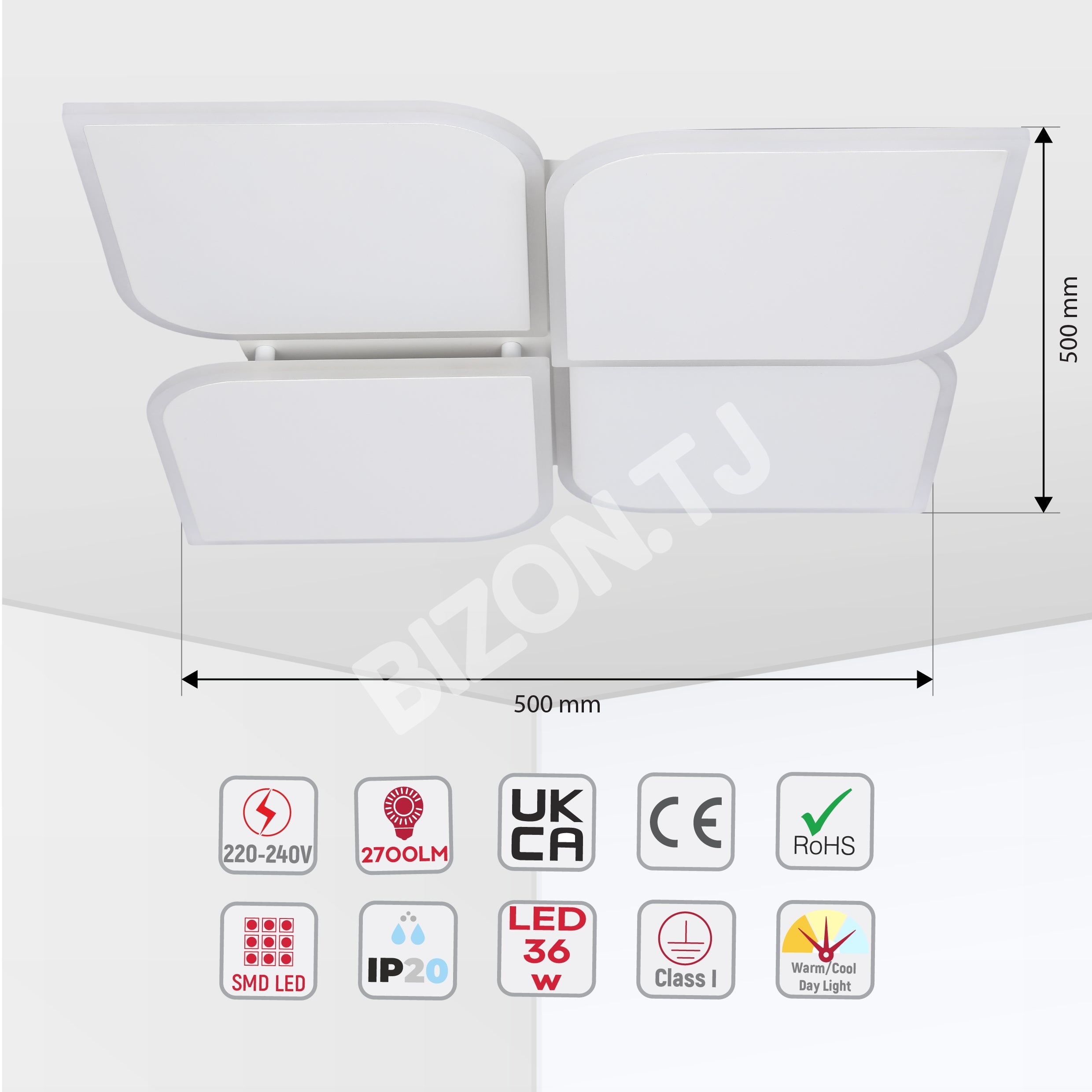 Люстра LED BS0732 500×500 38 Вт 3CCT, 159-18476 2