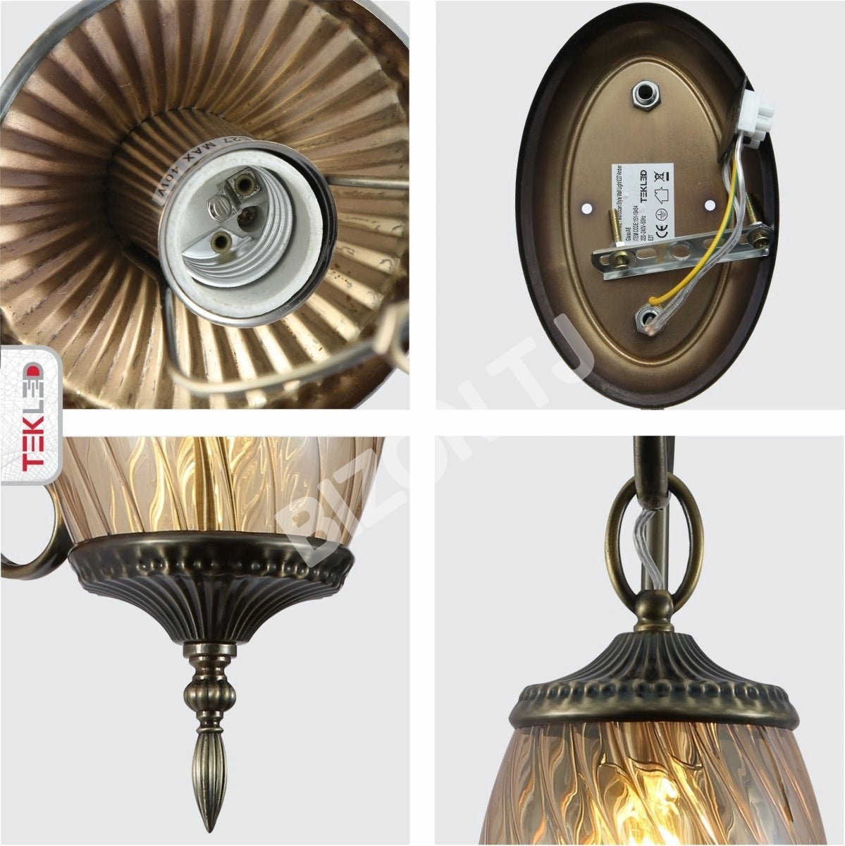 Бра Amber стекло антик бронзовый металл Body Moroccan Style Бра с E27 Fitting, 151-19454 4