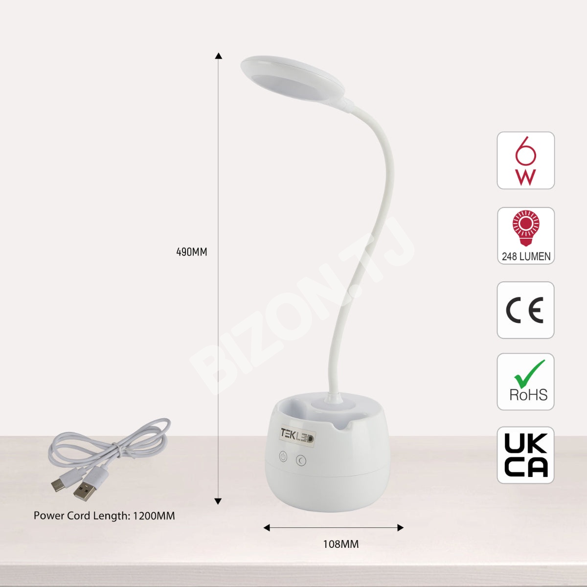 Portable LED Desk светильник с Pen Box USB Charging Three-Step Dimming с Flexible Arm Cool белый 6 Вт 3000 К / 4000 К / 6000 К, 130-03760 4
