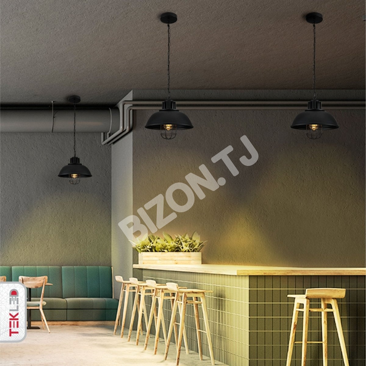 Черный Dome Caged Industrial металл потолочный подвесной светильник с E27 Fitting, 150-18352 6
