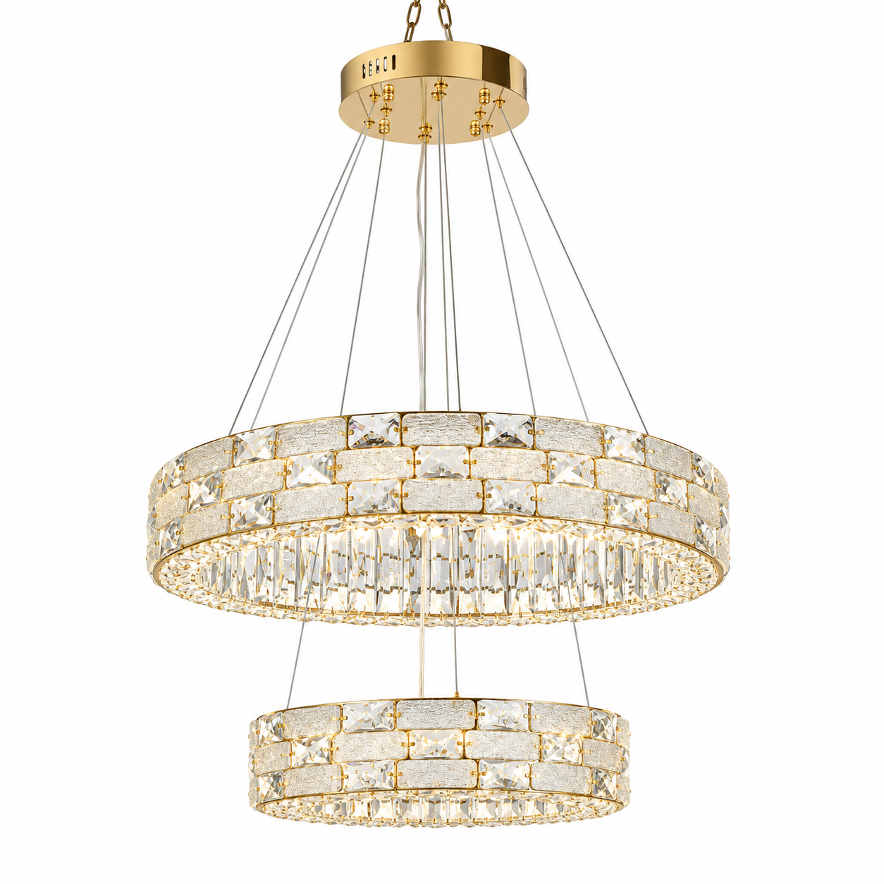 Люстра Crystal C7 3CCT золотой D600+D400мм, 159-18677