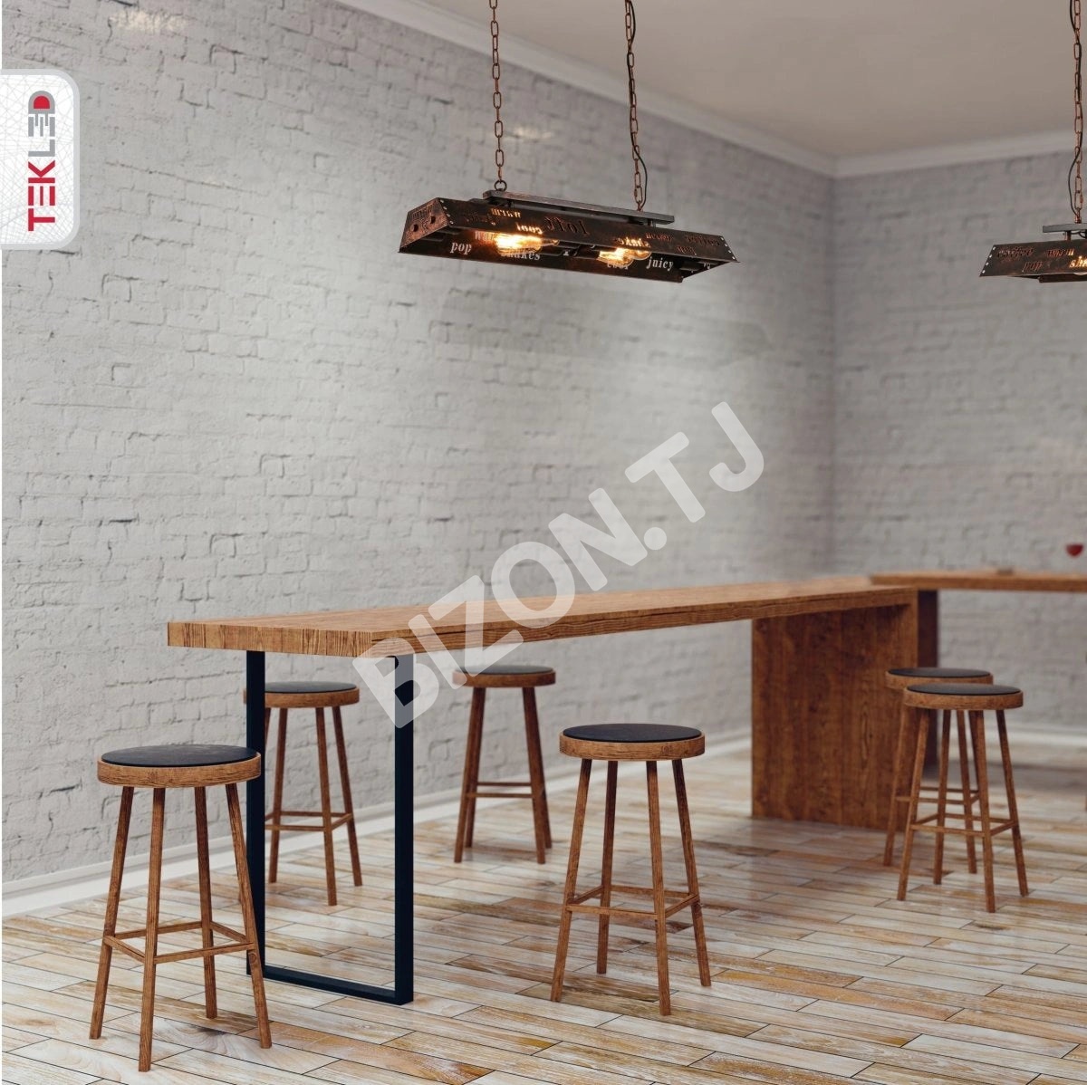 Люстра ZM002 4xE27 дерево+IRON 78×21sm1, 159-17854 4