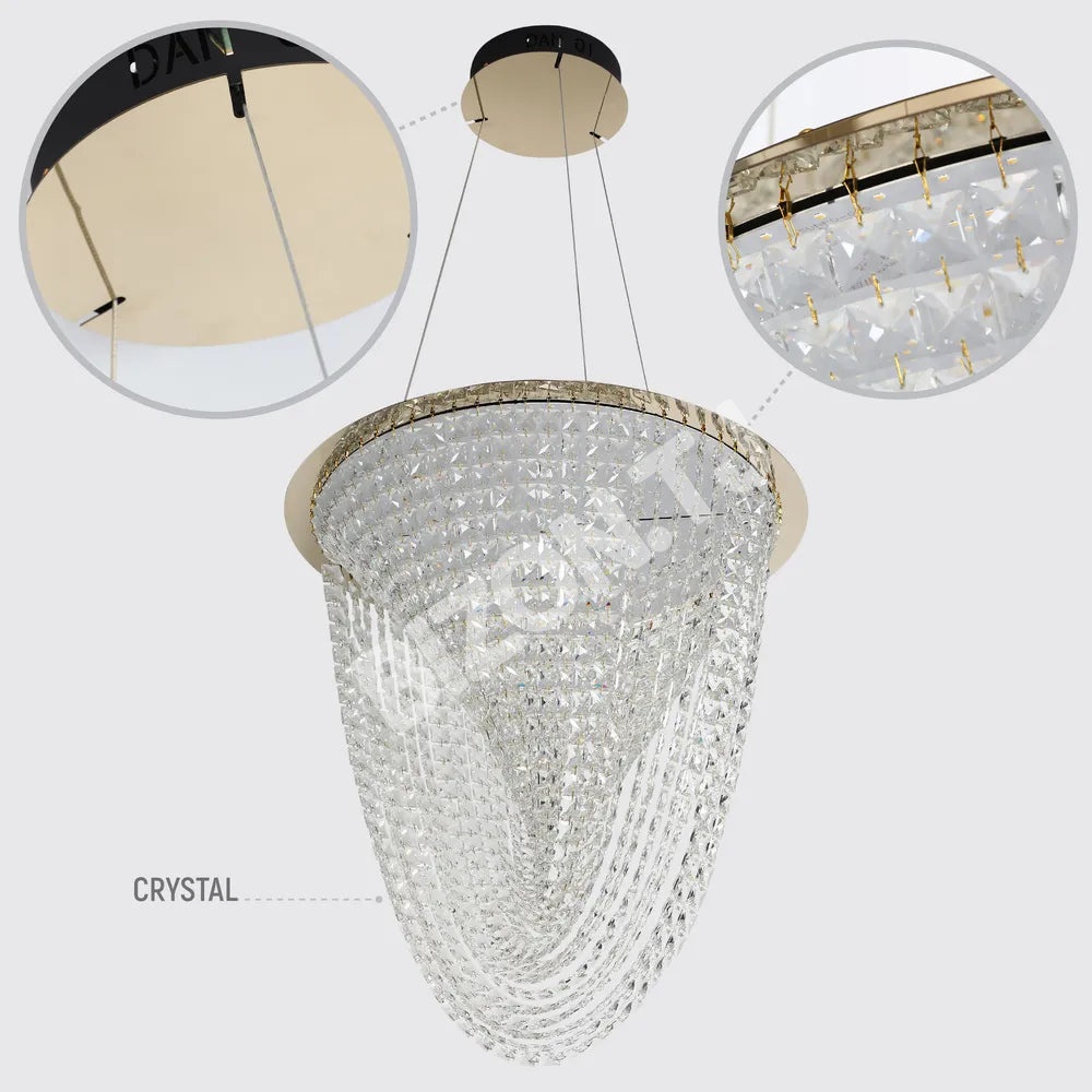 Люстра Crystal золотой C2308-B 60 Вт Dimming D570мм, 159-18344 6