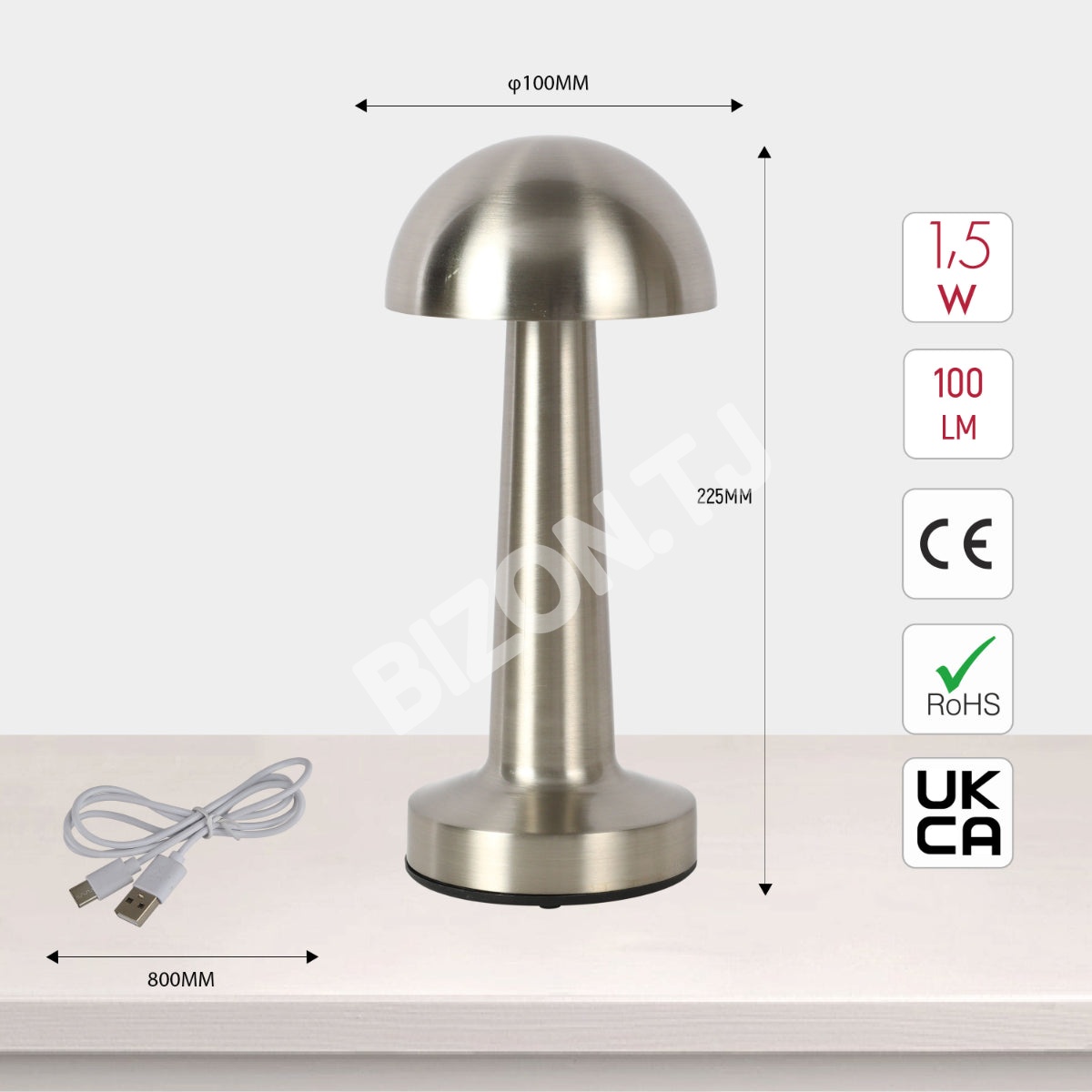 Светильник настольный LED металл сатиновый никель, 130-03752 4