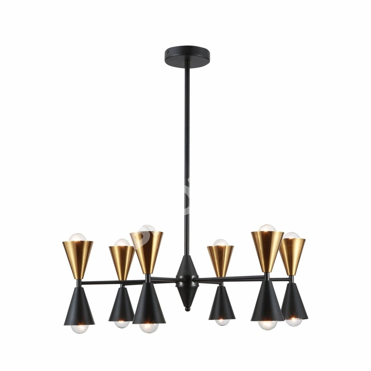 Светильник черный золотой Up Down Funnel современный Chandelier потолочный светильник с 12xE27, 150-18280