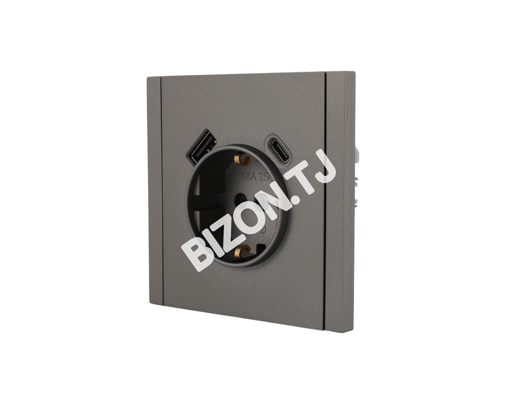 Розетка Schuko с USB+TYPE C 20Вт, с / у, Темно-серая, серия NIZMO, ELECTRIC 96 / 8, 283-03592 12