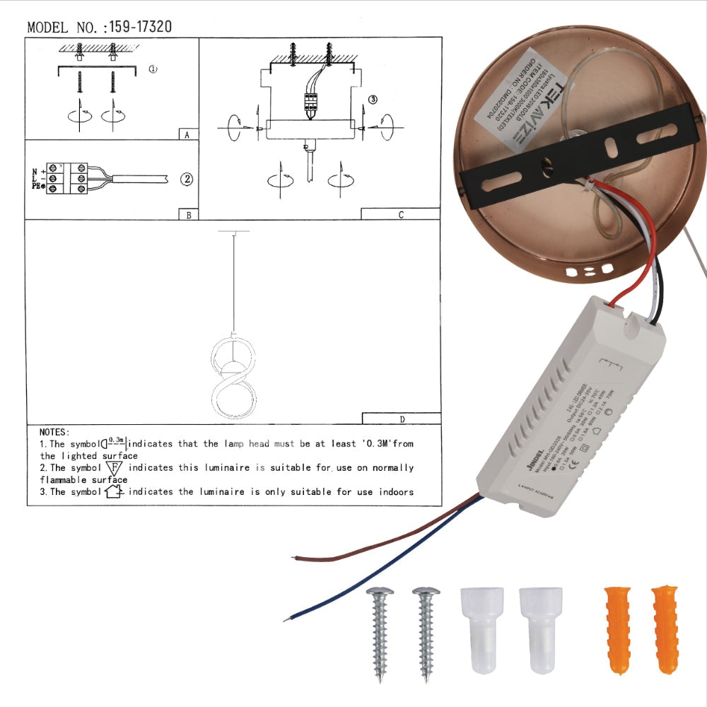Люстра LED золотой 180×380×1000 3000K1, 159-17320 8