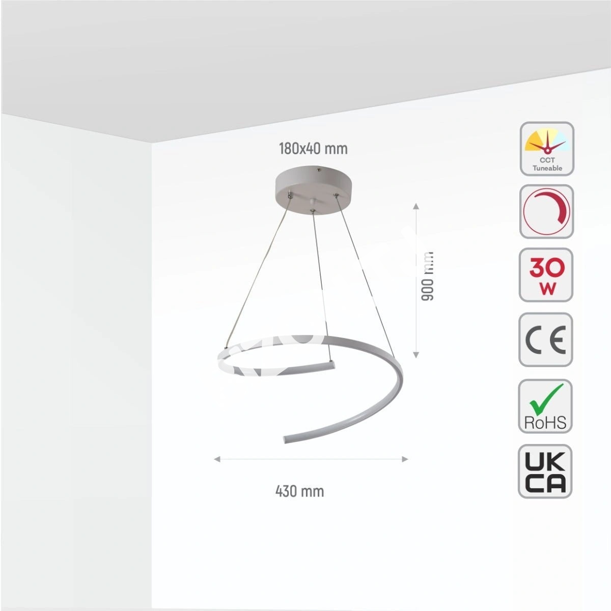 LED MOOD 30 Вт хром 1800 лм 415×415×1500, 154-17270 8