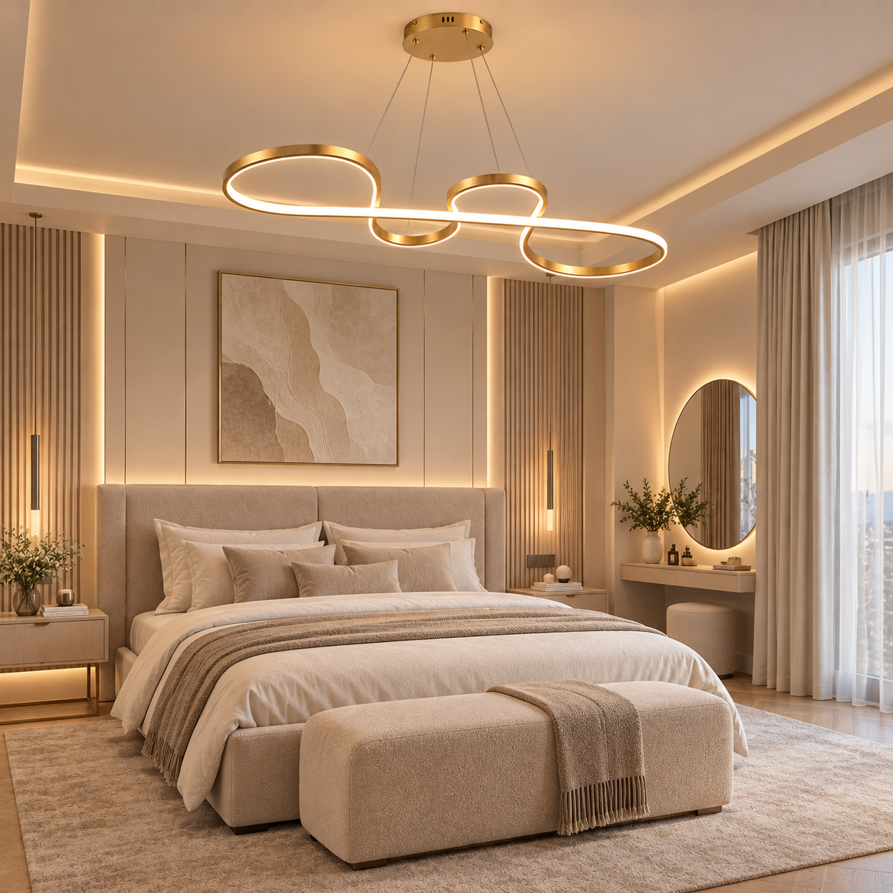 Люстра Oval LUX-6080 50 Вт rushed золотой L1200мм 3CCT, 159-18644 2