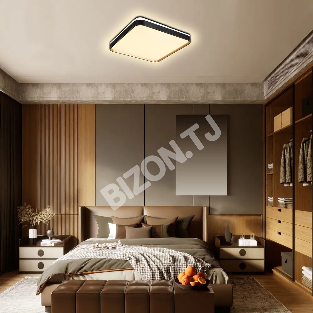 Светильник LED потолоч квадрат Светильник BGS500 36Wx2 черный золотой, 165-16008 4